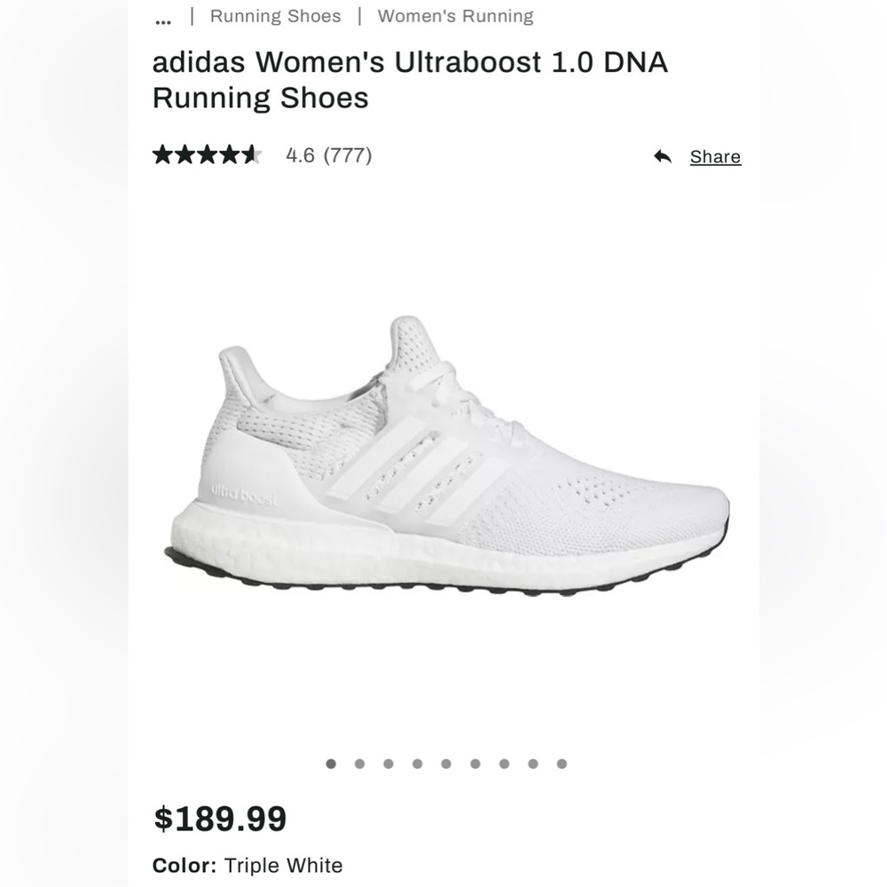 NEVER WORN-with box, Women’s Size 8.5 Adidas Ultraboost White Sneakers